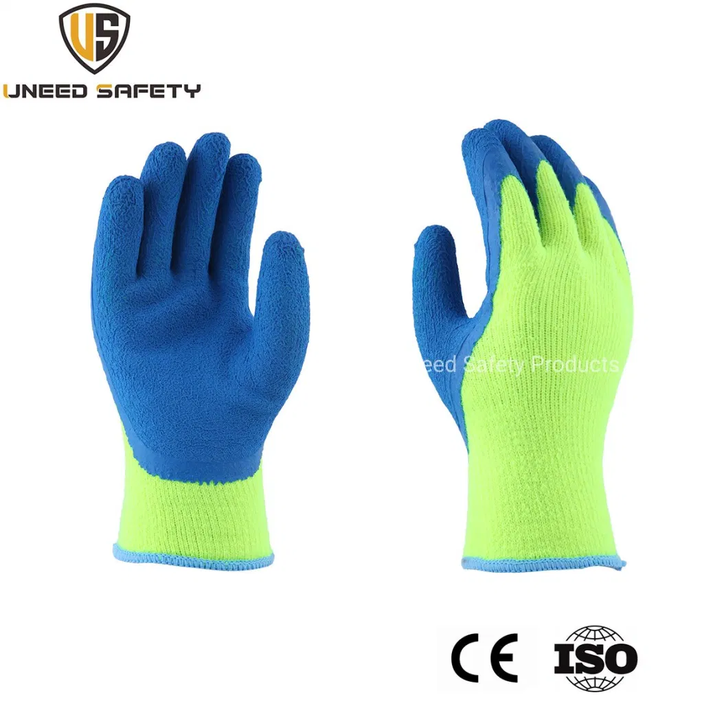 Hi-Vis Winter Warm Acrylic Liner 3/4 Dipped Crinkle Latex Coated Safety Work Protective Working Glove