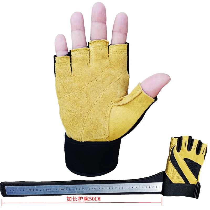 Half Finger Sport Workout Fitness Glove Weight Lifting with Straps