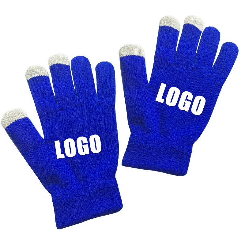 Promotion Customized Your Own Logo Touch Screen Winter Warm Knitted Gloves