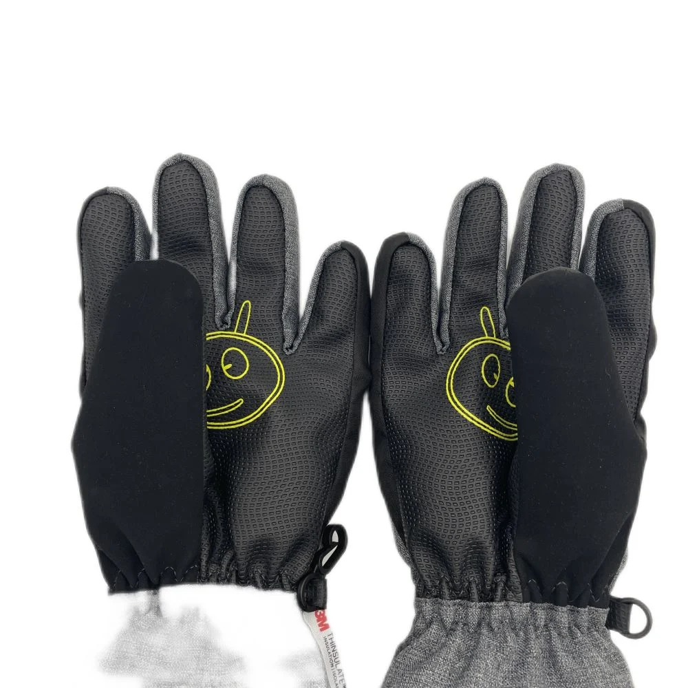 Boys Water Proof Wind Proof Outdoor Sports Ski Gloves with Anti-Slip PU Leather and 3m Thinsulate Padding and Print
