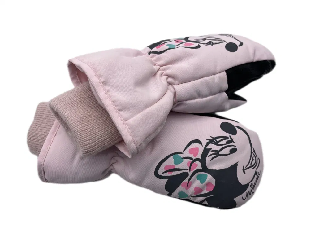 Kids Disney Winter Waterproof Ski Mitten Gloves with Minnie Print