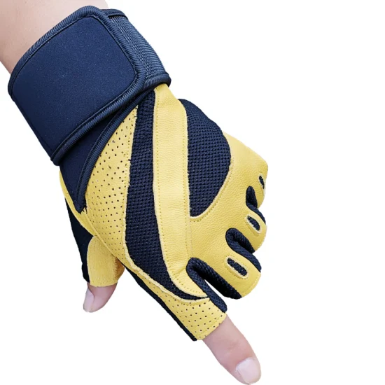 Half Finger Sport Workout Fitness Glove Weight Lifting with Straps