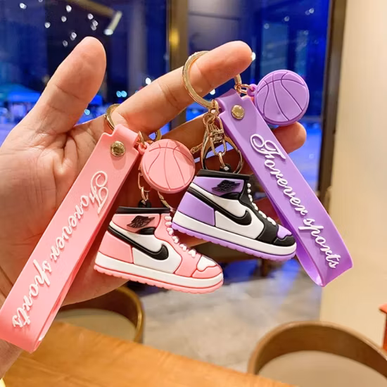 Hot Sale Brand Mini 3D Aj Shoe Air Key Chain Sneaker Pendant Sports Shoes Doll Keychain PVC Car Key Accessory